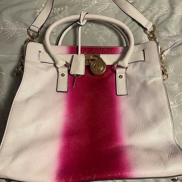 Michael kor leather ombré pink fuchsia/magenta tote. MK - Picture 2 of 9